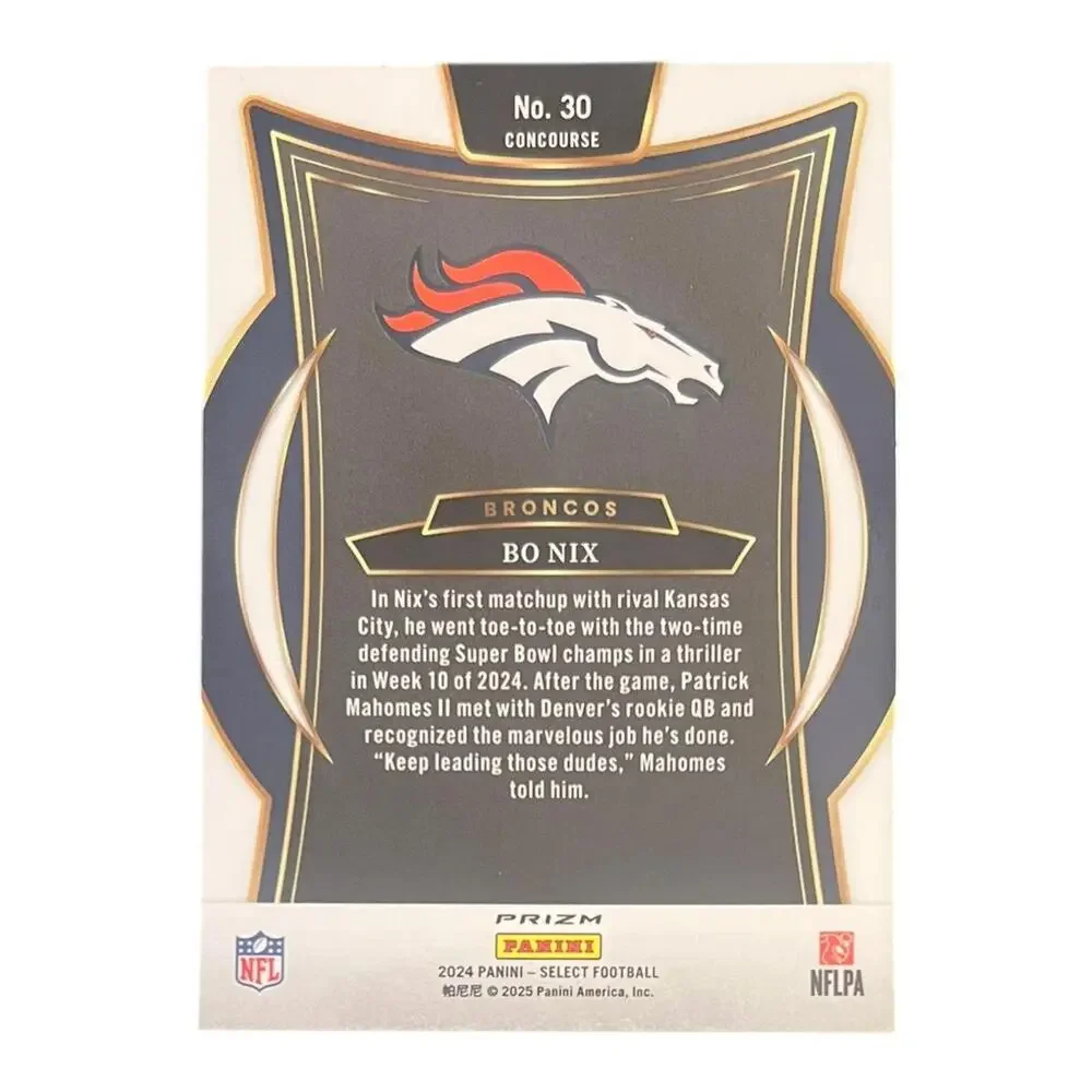 2024 Panini Select - Concourse Bo Nix #30 Black & Green Shock Prizm (RC)